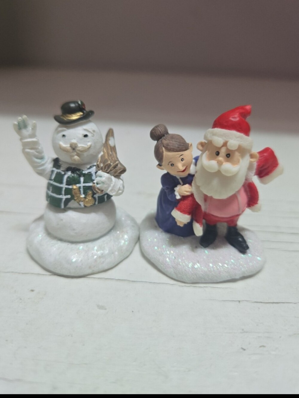 Hawthorne Village Sam the snowman & Santa & Mrs. Claus figurine